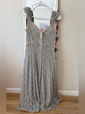 Urban Outfitters | Dresses | Urban Outfitters Hanna Embroidered Maxi Dress  In Blue | Poshmark